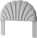 24KF Stunning Crown Design Queen Headboard, Upholstered Soft Velvet Petal Pattern Headboard Queen/Full-Q-Gray by CozyNest Decor