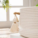 KAKAMAY Woven Baskets for Storage(16"x8"),Blanket Basket for Organizing Living Room,Cotton Rope Basket Woven Baby Laundry Hamper,Collapsible Laundry Room Organization,Clothes,Toy Chest(White) by GreenHaven Gardens