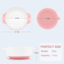 MR. CHOU Suction Baby Bowls with Leakproof Tempered Glass Lids for Babies & Toddlers, Ceramic First Stage Infant Feeding Supplies with Handles, 100% Food Grade Snack Cotainer for Kids, Pink by TinyTreasures Baby Boutique