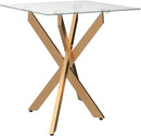 Modern Style Square Side Table with Tempered Glass Top and Metal Tubular Legs, Gold 20”Dx20”Wx22”H by CozyNest Decor
