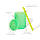 Avanchy Silicone Training Sippy Cup with Straw Lid – Tiny Cup for Babies 6+ Months to Toddlers 1 Year Old – 5 oz Infant Water Cup for Baby Led Weaning, See-Thru Green by TinyTreasures Baby Boutique