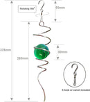 FONMY Gazing Ball Spiral Tail Wind Spinner Stabilizer with Swivel Hook 11inch Stainless Steel Tail and 2 inch Green Glass Orb. Indoor Outdoor Garden Decoration Hanging Ornaments 13 inch Height by GreenHaven Gardens