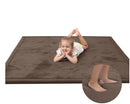 Baby Play Mat for Floor,1.3" Thick Elasti-Foam 50x50 Playpen Mat for Toddlers Infant Kids,Water-Repellent Soft Coral Velvet Tummy Time Mat,Non Slip Crawling Mat,Tatami Mat(Dark Brown) by TinyTreasures Baby Boutique
