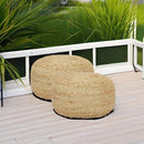 REDEARTH · Jute Circular Low Pouf Ottoman - Braided Pouffe Accent Sitting Round Footrest for Living Room, Bedroom, Nursery, kidsroom, Patio, Gym; 100% Jute Set of 2 (18"x18"x10"; Natural) by CozyNest Decor
