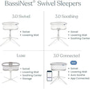 HALO BassiNest Soothing Swivel Sleeper 3.0S – Over-Bed Baby Bassinet with 360 Rotation, Adjustable Height, Breathable Mesh, Calm Sounds & Vibrations, Safe Close Sleeping, Lowering Wall for Easy Access by CozyNest Decor