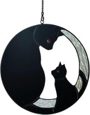 Black Cat Decor Stained Glass Window Hanging,Funny Cat Gifts for Cat Lovers Stained Glass Suncatcher for Window,Two Black Cat Decor Cat Themed Gifts for Women Mom Grandma by GreenHaven Gardens