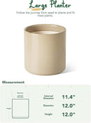 LE TAUCI 12 Inch Pots for Plants, Ceramic Large Plant Pot for Indoor Plants, Mid-Century Modern Flower Planter Pots with Drainage Hole and Removable Plug, Round Planter Pot, Reactive Glaze Cloud Cream by CozyNest Decor