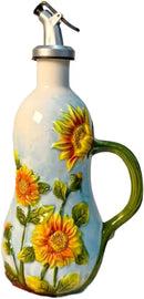 18 Oz Hand Painted Relief Ceramic Olive Oil Bottle Dispenser for Kitchen, Oil and Vinegar Bottle, Seasoning Bottle with Stainless Steel Nozzle, 540mL Oil Container with Handle for Cooking, Light Proof by CozyNest Decor