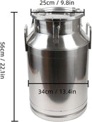 Stainless Steel Milk Can, 40L/10.6 Gallon Heavy Duty Airtight Storage Canister Milk Bucket with Lid, Embedded Silicone Milk Jug Wine Pail Water Cereals Bucket with Three Latches and Two Handles by CozyNest Decor