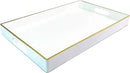 Large White Rectangular Decorative Tray – Plastic Serving Tray with Handles for Coffee Table, Ottoman, Living Room, 15.7” x 11.8” x 1.6 by CozyNest Decor