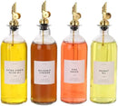Molimoli Oil and Vinegar Dispenser with Metal Pour Spout, Weighted Pourer, Glass Bottle Dispenser for Kitchen, Olive Oil Cruet, Glass Olive Oil Bottle | 500ml, Set of 4 by CozyNest Decor