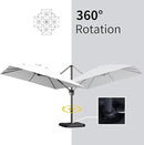 PURPLE LEAF 9' X 11.5' Patio Umbrella with Base Outdoor Cantilever Rectangle Umbrella Offset Umbrella with 360-degree Rotation for Garden Deck Pool Patio White by GreenHaven Gardens