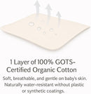 Organic Cotton Crib Mattress Protector - Water Resistant Flat Sheet Liner Pad, Skin Friendly, Chemical-Free Pure Cotton [GOTS-Certified] - Made in USA (Mini Crib (38"x24")) by TinyTreasures Baby Boutique
