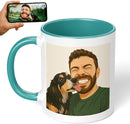 Personalized Coffee Mug, Custom Drawing Portrait Gift, Funny Customized Coffee Gift for Men & Women, Custom Mugs with Pictures, Teal 11oz Customized Ceramic Tea Cup by TinyTreasures Baby Boutique