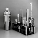 14-Piece Cocktail Shaker Set Bartender Kit with Black Stand, Bar Tool Set for Drink Mixing Bartending Kit Bar Sets Accessories: 750ml(25oz) Shaker, Jigger, Muddler, Cocktail Recipes (Silver) by CozyNest Decor