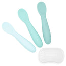 WeeSprout Baby Spoons for Self Feeding 6 Months +, Soft & Durable Silicone Utensils for Sensitive Gums & Teeth, Easy Grip Handles & Shorter Length for Little Hands, 3 Pack + Carrying Case by TinyTreasures Baby Boutique