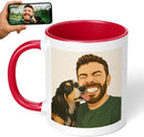 Personalized Coffee Mug, Custom Drawing Portrait Gift, Funny Customized Coffee Gift for Men & Women, Custom Mugs with Pictures, Red 11oz Customized Ceramic Tea Cup by TinyTreasures Baby Boutique