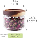 Glass Coffee Containers, 8.5 FL OZ/250 ml Kitchen Serving Food Storage Canister with Sealed Wooden Lid, BPA-Free Clear Glass Jar for Tea Leaves, Powder, Spice(3.06 inch) by CozyNest Decor