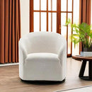 KINWELL 32" Wide Modern Boucle Swivel Barrel Chair, No Assembly Round Upholstered Swivel Accent Armchair for Living Room, Bedroom, Office (White) by CozyNest Decor