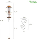 Vivace Hanging Bird Feeders, Easy to Fill 12" Tube Metal Bird Feeder for Outdoors, 4 Ports, with S Hook by CozyNest Decor