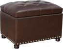 24'' Leather Storage Ottoman Rectangular Foot Rest Stool with Nailhead Trim for Bedroom Living Room(Dark Brown) by CozyNest Decor