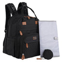 BabbleRoo Extra Large Diaper Bag Backpack, Expandable Baby Bag with Up to 50% More Capacity - Travel Essentials Baby Bag Tote with Changing Pad, Stroller Straps & Pacifier Case - Unisex, Black by TinyTreasures Baby Boutique