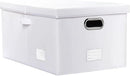 PRANDOM Collapsible Storage Box with Lid [1-Pack] Leather Fabric Foldable Storage Bin Organizer Container Basket Cube with Cover for Home Bedroom Closet Office Nursery White (22.8X15.7X11.8) by CozyNest Decor