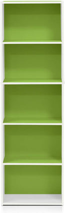 Furinno Luder Bookcase / Book / Storage , 5-Tier, White/Green by TinyTreasures Baby Boutique