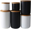 MilkyWay Food Storage Jar Strong Ceramic Storage Canisters with Airtight Seal Bamboo Lid Modern Design Seal Damp-Proof Kitchen Jar for Coffee, Tea, Spice and More (White(M: 27oz/800ml)) by CozyNest Decor