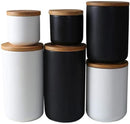 MilkyWay Food Storage Jar Strong Ceramic Storage Canisters with Airtight Seal Bamboo Lid Modern Design Seal Damp-Proof Kitchen Jar for Coffee, Tea, Spice and More (Black(S: 8.7oz/260ml)) by CozyNest Decor