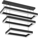 Modern 3 Rings Rectangle Chandelier for Living Room - Adjustable Height Luxury Foyer Lighting Fixture for High Ceiling, Hanging Dining Room LED Pendant Light by CozyNest Decor