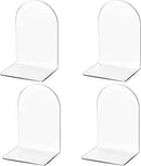 Lulonpon 4 Pieces Book Ends, Bookends, Books End for Shelves, Books End for Heavy Books, Clear Bookends, Acrylic Book Ends for School, Library,Desktop Organizer and Book Shelves by CozyNest Decor