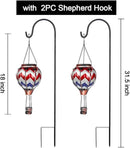 2PC Hot Air Balloon Solar Lantern with 2PC Shepherd Hook, Flickering Flame Hanging Solar Lanterns Outdoor Lights Waterproof Lanterns for Garden Patio Yard Party Decor (Wavy-Gray&Navy&Red) by GreenHaven Gardens