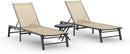 Aluminum Chaise Lounge Chair Outdoor, Foldable Patio Lounge Chair 2 Sets with Table Assemble-Free, Pool Lounge Chairs with 5 Adjustable Backrest, Outdoor Lounge Chairs for Outside Poolside Flaxen by GreenHaven Gardens