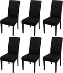 JQinHome 6 Pcs Dining Chair Slipcover,High Stretch Removable Washable Chair Seat Protector Cover for Home Party Hotel Wedding Ceremony (Black) by CozyNest Decor