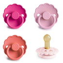 FRIGG Natural Rubber Baby Pacifier 4-Pack Rosy Romance | Made in Denmark | BPA-Free (6-18 Months) by TinyTreasures Baby Boutique