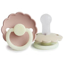 FRIGG Daisy Night SilkySoft Silicone Baby Pacifier | Made in Denmark | BPA-Free (Blush/Cream, 6-18 Months) by TinyTreasures Baby Boutique