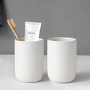 Toothbrush Holders for Bathrooms - 2 Cups Ceramic Toothbrush Toothpaste Holders Set, White Bathroom Tumbler Cups Reusable Toothbrush Mouthwash Cup, Bathroom Counter Organizer by CozyNest Decor