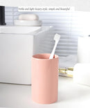 Pink Ceramic Toothbrush Holder, Tumbler Cups Reusable Toothbrush Mouthwash Cup,Makeup Brush Holder, Bathroom Counter Organizer(300ml) by CozyNest Decor