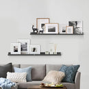 Forbena 24 Inch Long Picture Ledge Shelf Set of 4, Black Wood Floating Shelves for Wall with Lip, Rustic Display Shelves for Living Room Hallway Bedroom Office Photo Frames Bathroom Nail Polish by TinyTreasures Baby Boutique