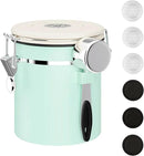 ShanSon Coffee Canister Airtight Coffee Container Stainless Steel Coffee Bean Storage Container with CO2 Release Valve and Scoop Coffee Canister for Beans,Grounds,Sugar,Flour,Tea,Cereal,16OZ,Green by CozyNest Decor
