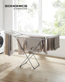 SONGMICS Clothes Drying Rack, Metal Laundry Drying Rack, Foldable, Space-Saving, Free-Standing Airer, with 2 Gullwings, Indoor Outdoor Use, Bed Linen Clothing, Gray ULLR540G01 by TinyTreasures Baby Boutique
