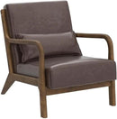 Glitzhome 30.75 "H Mid Century Coffee Accent Armchair, Single Reading Armchair PU Leather Lounge Chair with Walnut Ruberwood Frame by CozyNest Decor