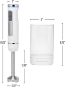 OVENTE Cordless Immersion Hand Blender, Rechargeable Handheld Portable Stick Mixer with 8 Mixing Speed Option, One-Touch Control and Stainless Steel Blades for Smoothies, Shakes or Soups, White HR781W by TinyTreasures Baby Boutique