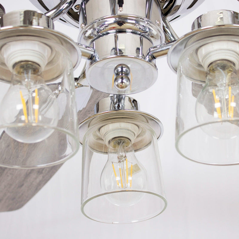 52" Bangatore Traditional Chrome Flush Mount Reversible Ceiling Fan with Lighting and Remote Control