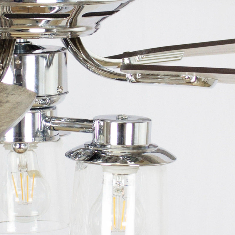 52" Bangatore Traditional Chrome Flush Mount Reversible Ceiling Fan with Lighting and Remote Control