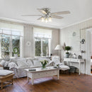 52" Bangatore Traditional Chrome Flush Mount Reversible Ceiling Fan with Lighting and Remote Control