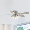 52" Bangatore Traditional Chrome Flush Mount Reversible Ceiling Fan with Lighting and Remote Control