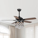 52" Berkshire Modern Downrod Mount Reversible Crystal Ceiling Fan with Lighting and Remote Control