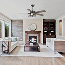 52" Coimbatore Farmhouse Downrod Mount Reversible Ceiling Fan with Lighting and Remote Control